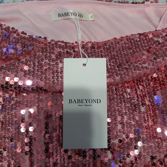 Babeyond Sparkly Pink Cocktail Party Dress NEW Sz XL(Juniors) or M - Picture 6 of 11